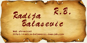 Radija Balašević vizit kartica